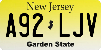 NJ license plate A92LJV