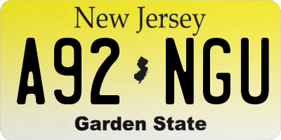 NJ license plate A92NGU