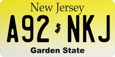NJ license plate A92NKJ
