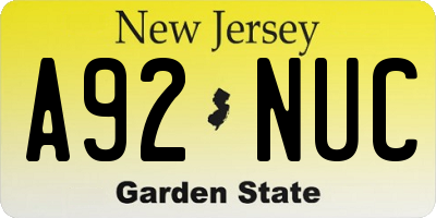 NJ license plate A92NUC