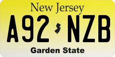 NJ license plate A92NZB