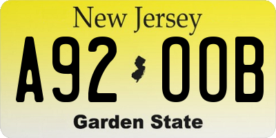 NJ license plate A92OOB