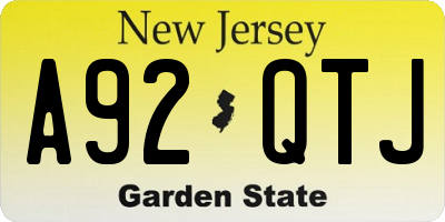 NJ license plate A92QTJ