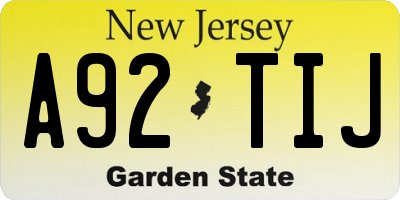 NJ license plate A92TIJ