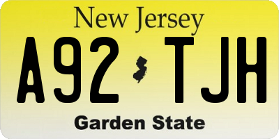 NJ license plate A92TJH