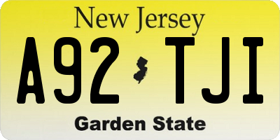 NJ license plate A92TJI