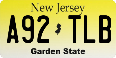NJ license plate A92TLB