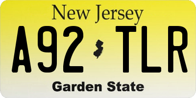 NJ license plate A92TLR