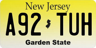 NJ license plate A92TUH