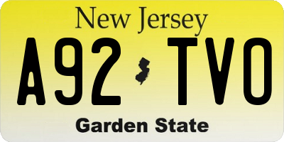 NJ license plate A92TVO