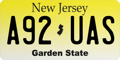 NJ license plate A92UAS