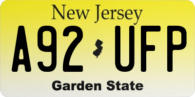 NJ license plate A92UFP