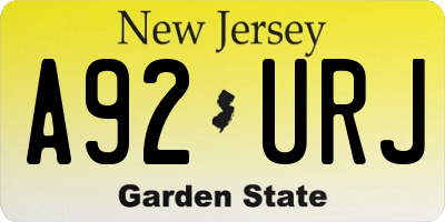 NJ license plate A92URJ
