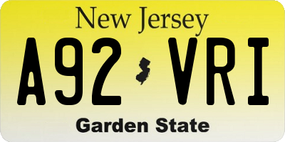 NJ license plate A92VRI