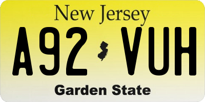 NJ license plate A92VUH