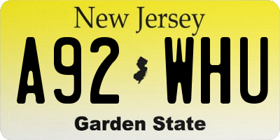 NJ license plate A92WHU