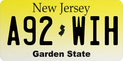 NJ license plate A92WIH