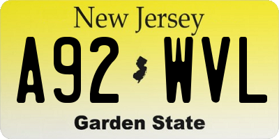 NJ license plate A92WVL
