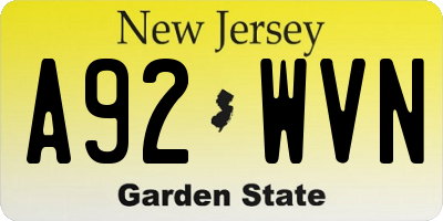 NJ license plate A92WVN