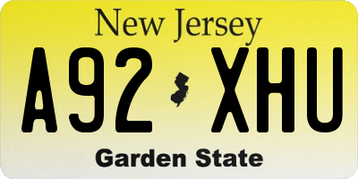 NJ license plate A92XHU