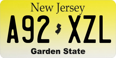 NJ license plate A92XZL