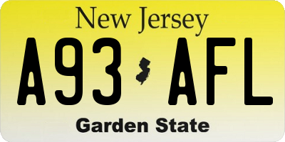 NJ license plate A93AFL