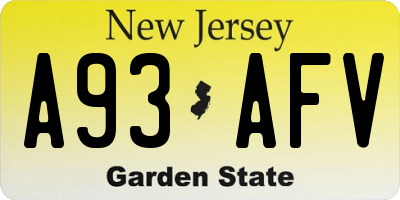 NJ license plate A93AFV