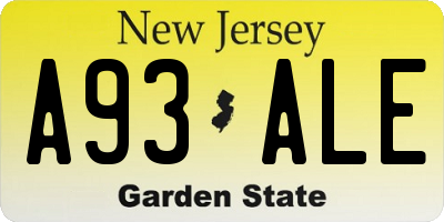 NJ license plate A93ALE