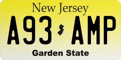 NJ license plate A93AMP