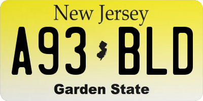 NJ license plate A93BLD