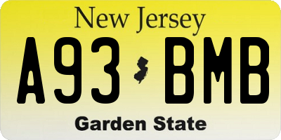 NJ license plate A93BMB