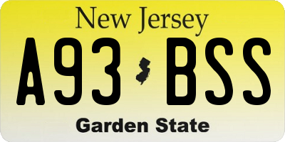 NJ license plate A93BSS