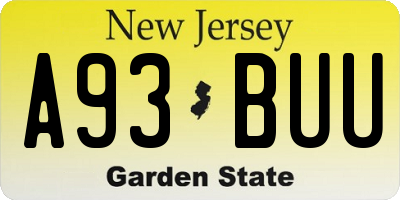 NJ license plate A93BUU