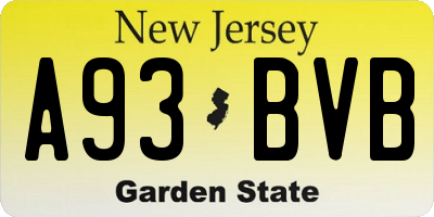 NJ license plate A93BVB