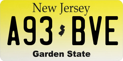 NJ license plate A93BVE