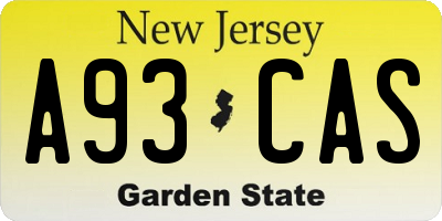 NJ license plate A93CAS