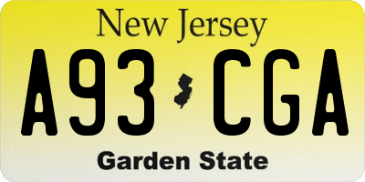 NJ license plate A93CGA