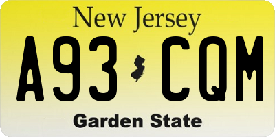 NJ license plate A93CQM