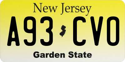 NJ license plate A93CVO