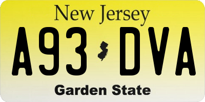 NJ license plate A93DVA