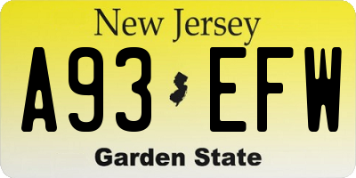 NJ license plate A93EFW