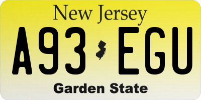 NJ license plate A93EGU