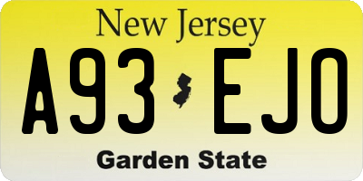 NJ license plate A93EJO