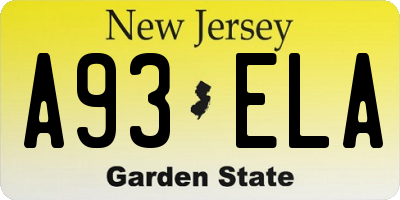 NJ license plate A93ELA
