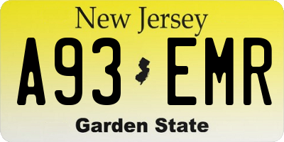 NJ license plate A93EMR