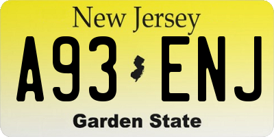 NJ license plate A93ENJ