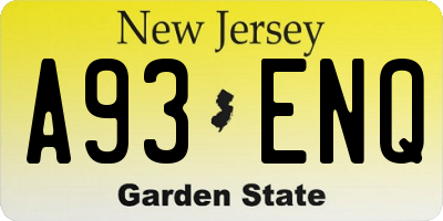 NJ license plate A93ENQ