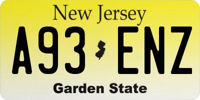 NJ license plate A93ENZ