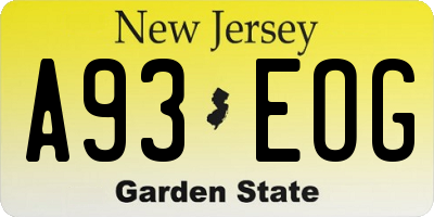 NJ license plate A93EOG