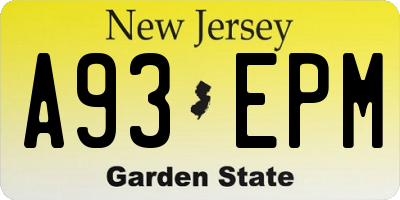NJ license plate A93EPM